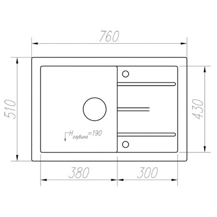 Мойка кухонная из кварца TOLERO R-112, чёрная