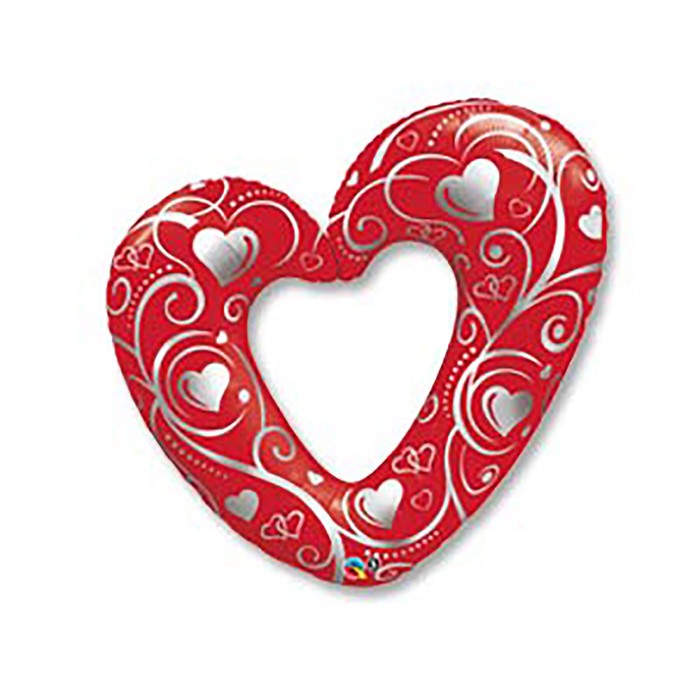 Шар полимерный 42" "Сердце Вензель", красное Q