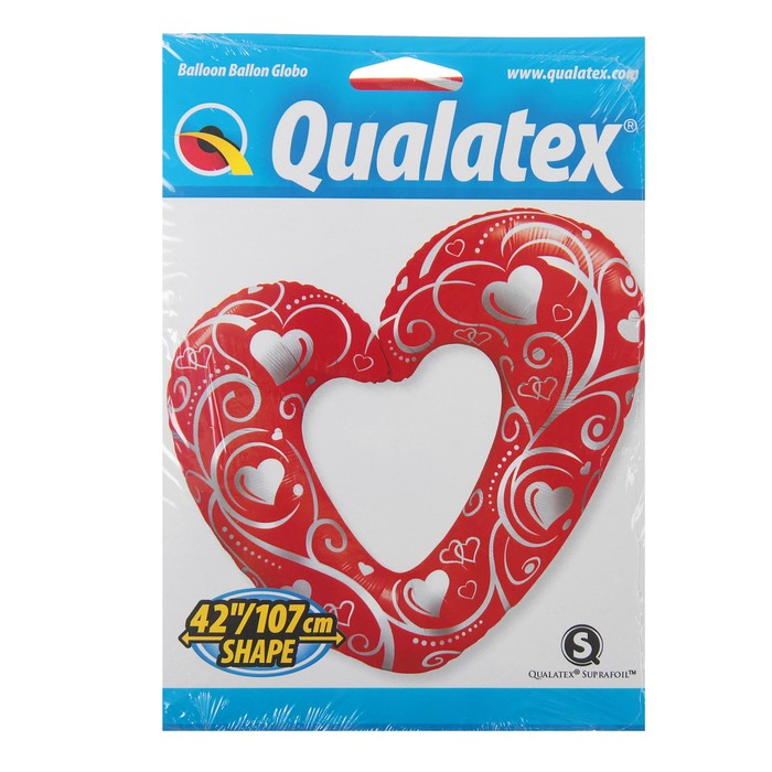 Шар полимерный 42" "Сердце Вензель", красное Q