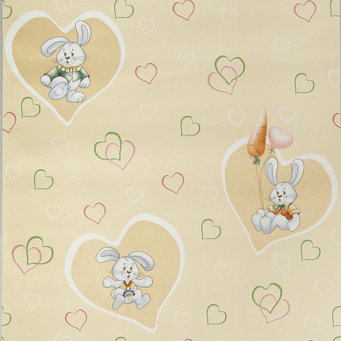 Обои гофрированные 1501 "Любовь-морковь", бежевые, 0,53 x 10 м