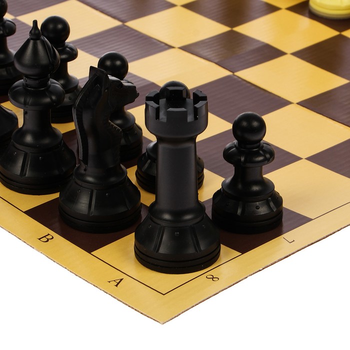 Настольная игра 3 в 1 "Русские игры": шахматы, лото, домино (доска микрогофра 40х40 см)