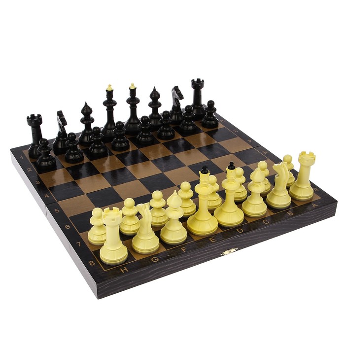 Настольная игра 2 в 1 "Черное золото": шахматы, шашки (доска дерево 40х40 см)