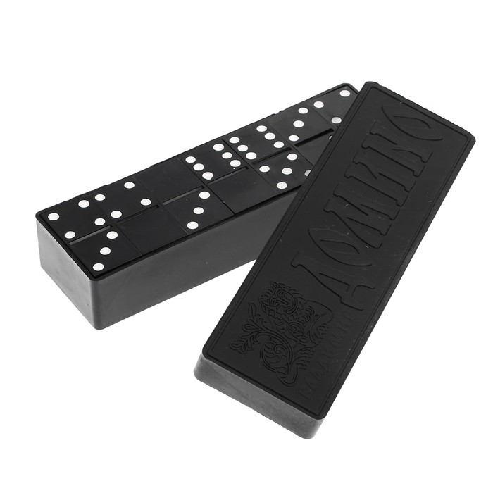 Настольная игра 3 в 1 "Черное золото": шашки, домино, шахматы (доска дерево 40х40 см)