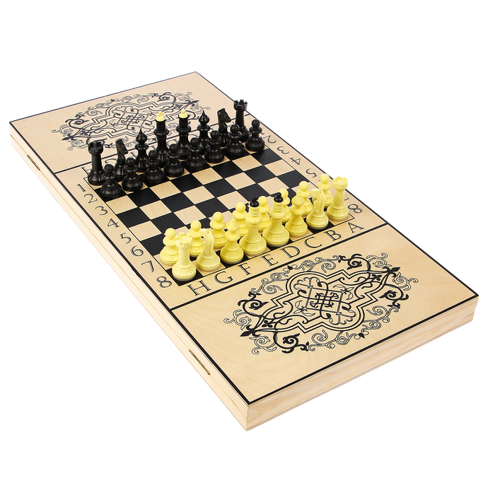 Настольная игра 3 в 1 "Готика": шашки, нарды, шахматы (доска дерево 60х60 см)