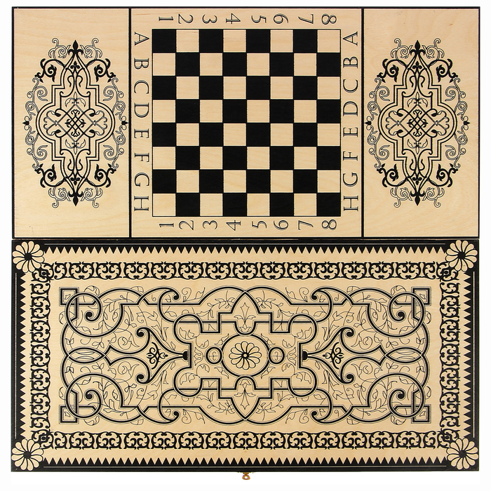 Настольная игра 3 в 1 "Готика": шашки, нарды, шахматы (доска дерево 60х60 см)