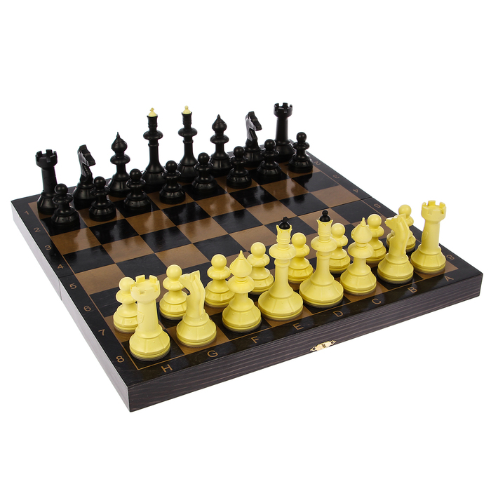 Настольная игра 3 в 1 "Черное золото": шашки, нарды, шахматы (доска дерево 40х40 см)