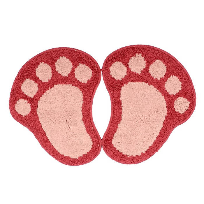 Коврик для ванной "Лапки" 40х60 см, цвет розовый