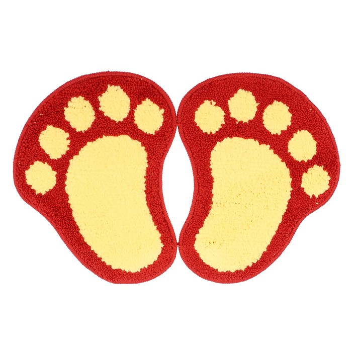 Коврик для ванной "Лапки" 40х60 см, цвет красный