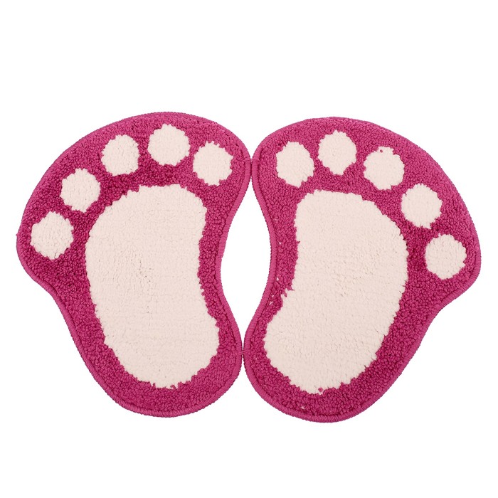 Коврик для ванной "Лапки" 40х60 см, цвет фуксия