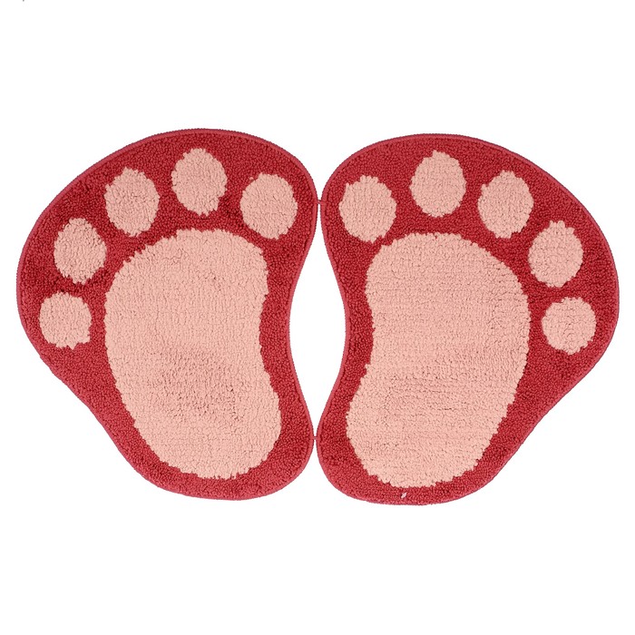 Коврик для ванной "Лапки" 50х80 см, цвет розовый