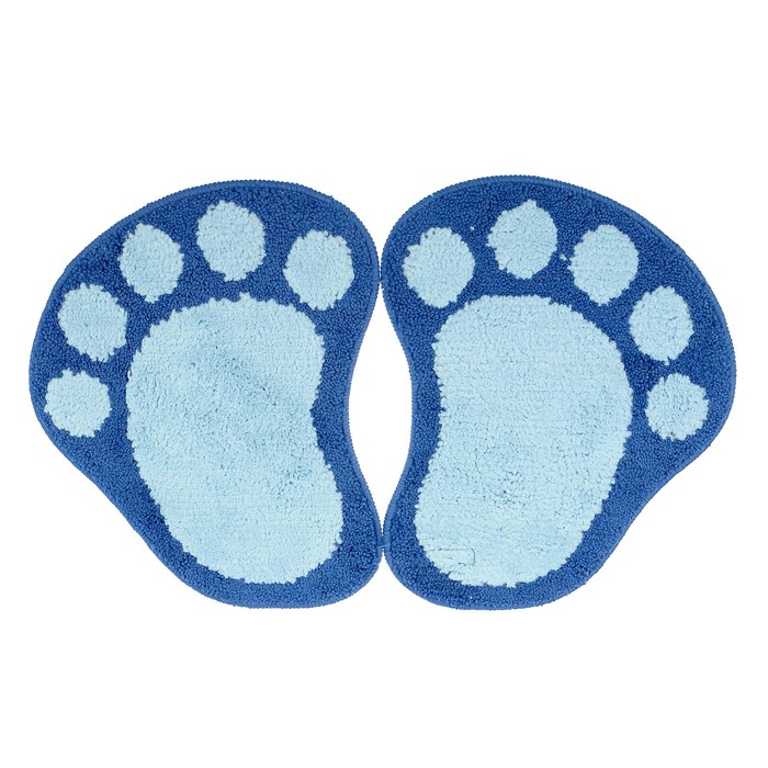 Коврик для ванной "Лапки" 50х80 см, цвет синий