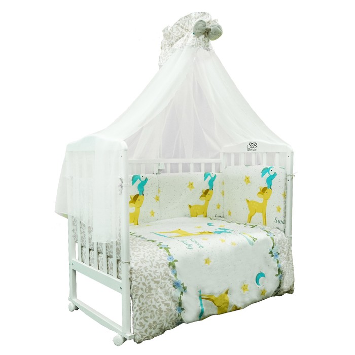 Комплект в кроватку Renna Rosa, 7 предметов, сатин, цвет розовый