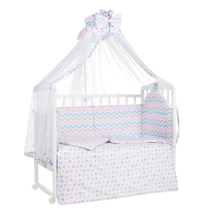 Комплект в кроватку Stelle Rosa, 7 предметов, поплин, цвет розовый