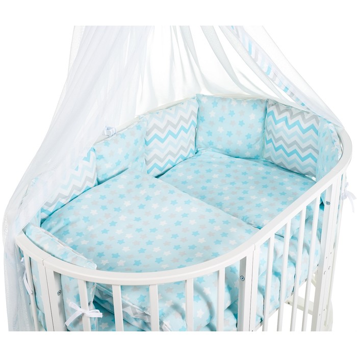 Комплект в кроватку Stellino Turchese, 8 предметов, поплин, цвет мятный