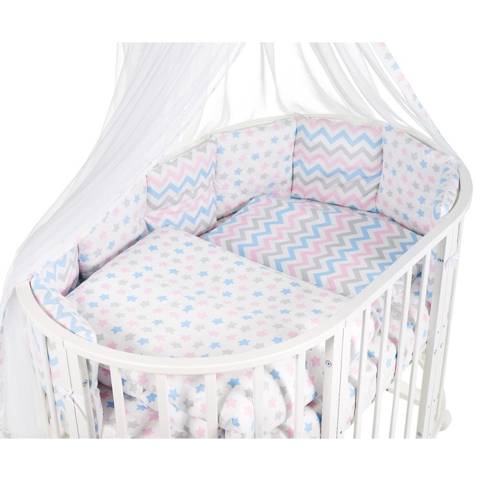 Комплект в кроватку Stellino Rosa, 8 предметов, поплин, цвет розовый