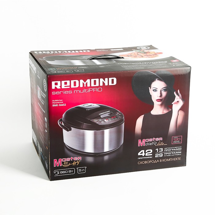 Мультиварка Redmond RMK-M452, 5 л, 860 Вт, черный/серебристый