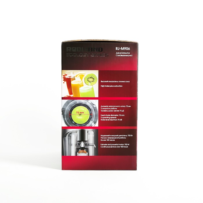 Соковыжималка Redmond RJ-M906, 700 Вт, 12500 об/мин, 2 скорости, нержавеющая сталь, пластик
