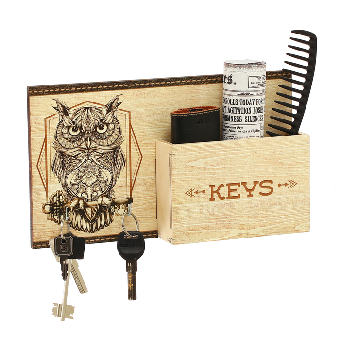 Ключница деревянная с карманом "Keys"