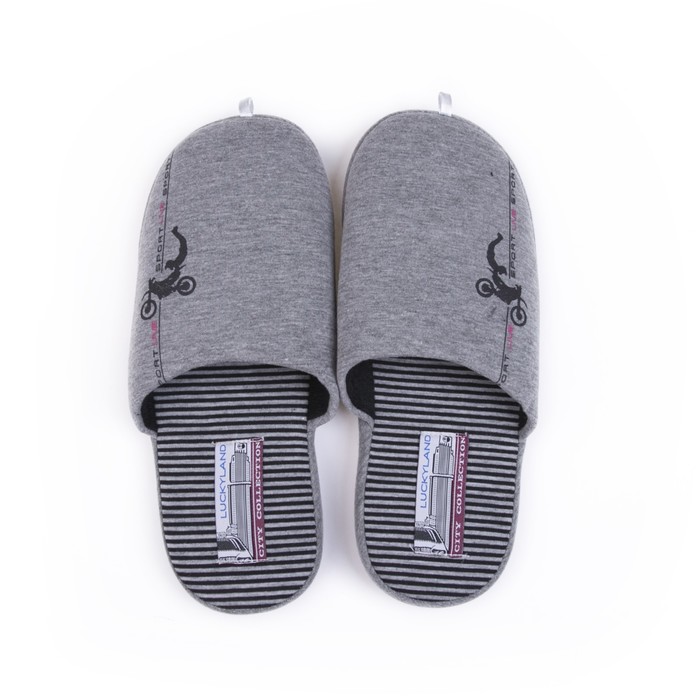 Обувь домашняя мужская 1379M-ASC-S  (серый/чёрный) (р. 42)