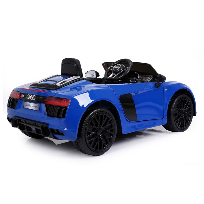 Электромобиль AUDI R8 Spyder, EVA колёса, кожаное сидение, цвет синий глянец
