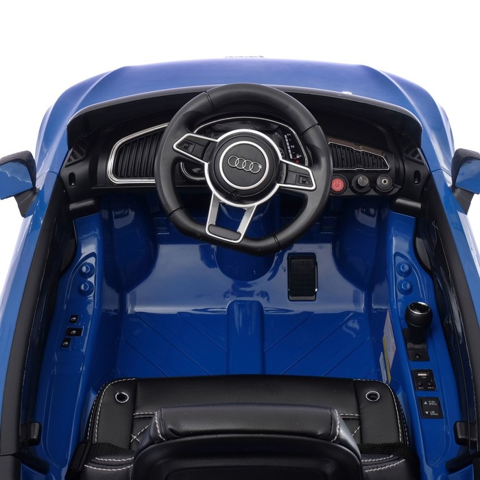 Электромобиль AUDI R8 Spyder, EVA колёса, кожаное сидение, цвет синий глянец