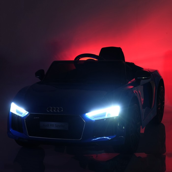 Электромобиль AUDI R8 Spyder, EVA колёса, кожаное сидение, цвет синий глянец