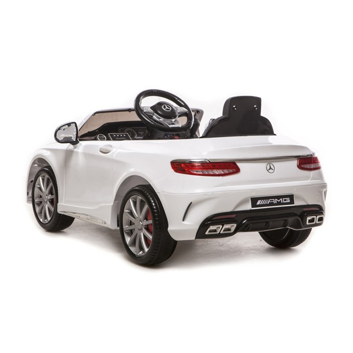 Электромобиль MERCEDES-BENZ S63 AMG, EVA колёса, кожаное сидение, цвет белый глянец