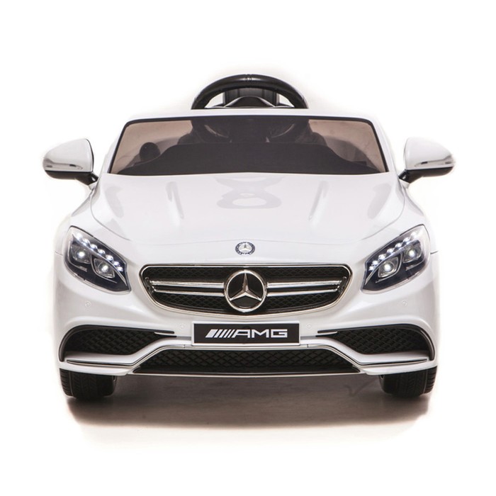 Электромобиль MERCEDES-BENZ S63 AMG, EVA колёса, кожаное сидение, цвет белый глянец