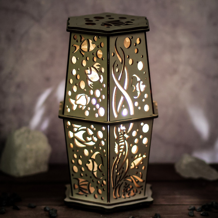 Соляной светильник "Рыбка", 25 х 15 см, деревянный декор