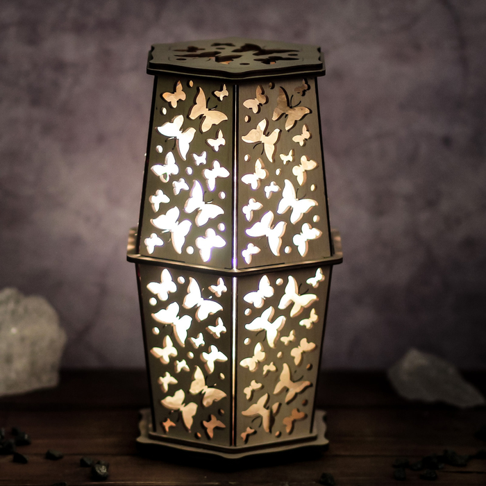 Соляной светильник "Бабочки", 25 х 15 см, деревянный декор