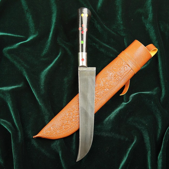 Нож Пчак Шархон, рукоять из эбонита и пластика, гарда из мельхиора