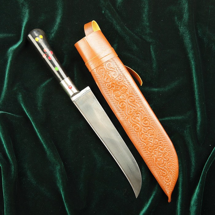 Нож Пчак Шархон, рукоять из эбонита и пластика, гарда из мельхиора