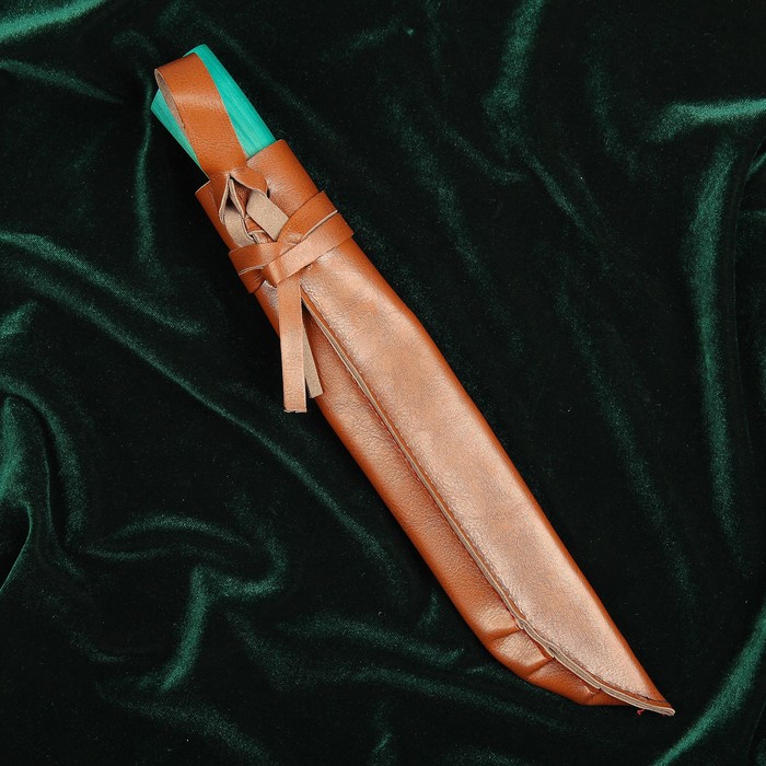 Нож Пчак Шархон, зелёная рукоять из граба (сухма), гарда из олова с гравировкой