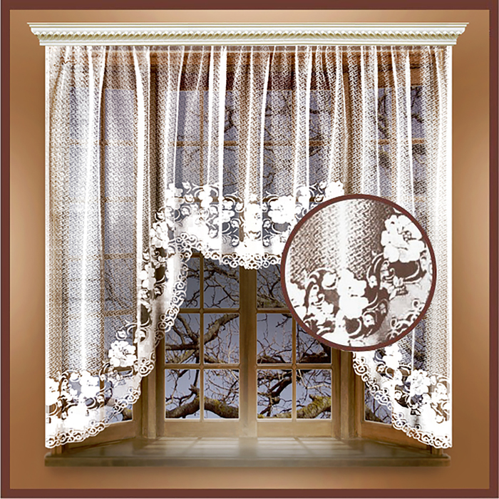 Штора тюль на  шторной ленте 285х160 см, цв.белый, 100% п/э арт.0с1464-Г50