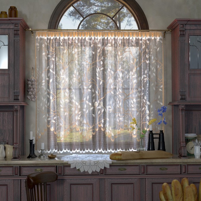 Штора тюль на  шторной ленте 250х160 см  цв.беж.с, 250х160 см, арт.р.С755А