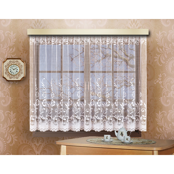 Штора тюль на шторной ленте 215х160 см, цв.белый, 100% п/э арт.р.М353