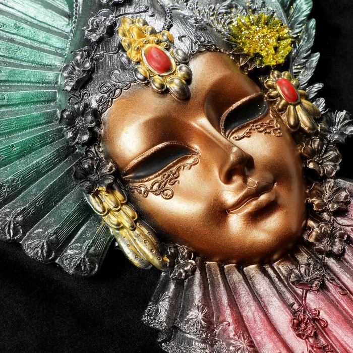 Венецианская маска "Рубин" 32см МИКС золото