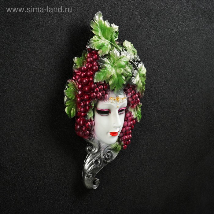 фото Венецианская маска "виноград" 30см белая хорошие сувениры