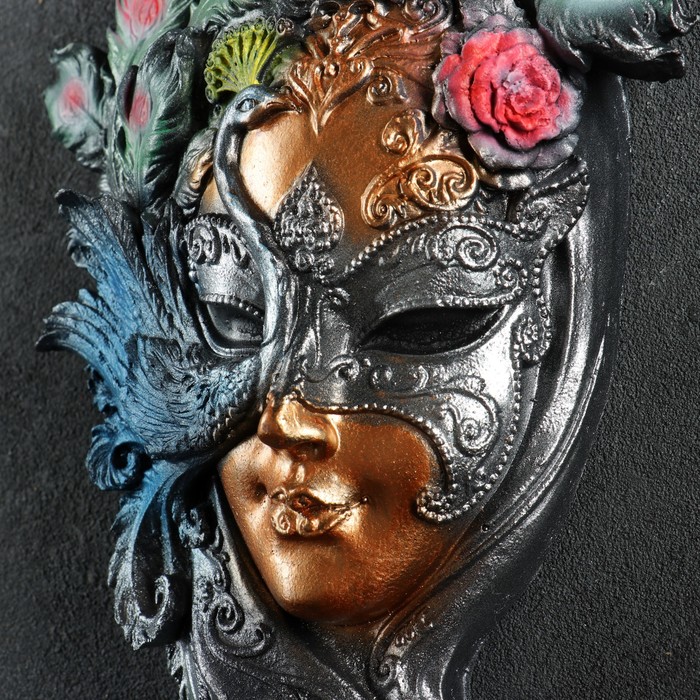 Венецианская маска "Павлин" цветной 35см
