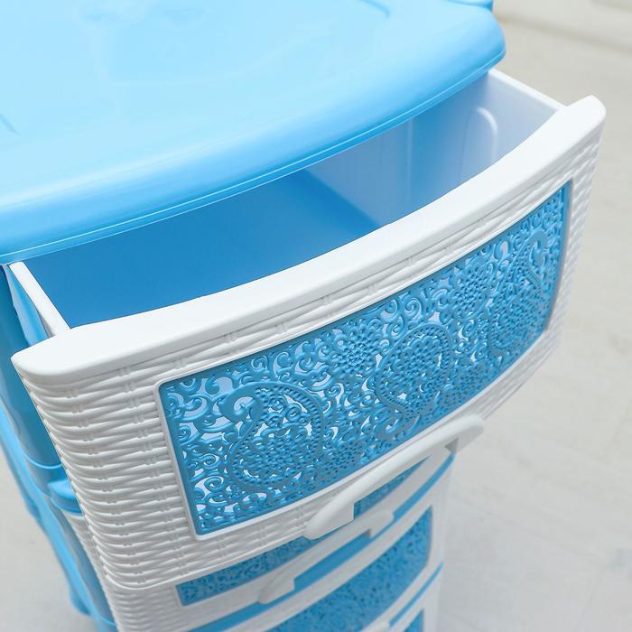 Комод 4 секции "Ажур", цвет белый/голубой