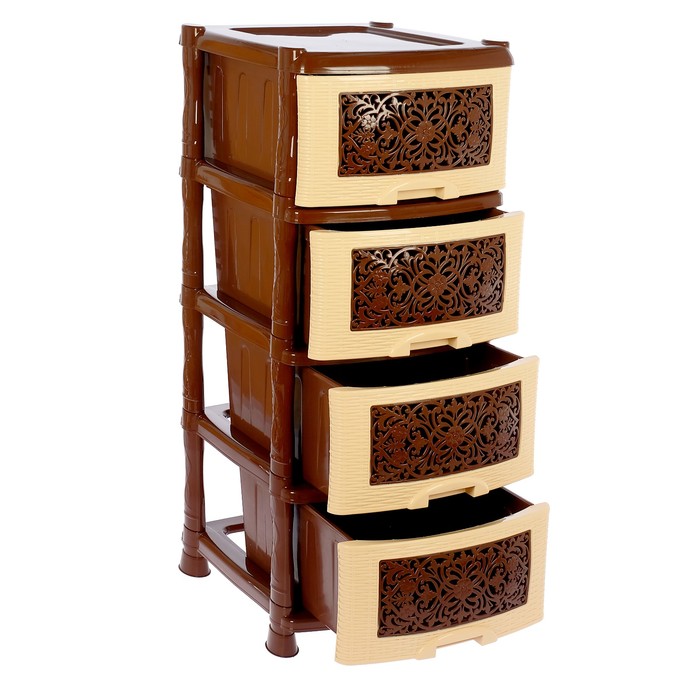 Комод 4 секции "Орнамент", цвет бежевый/коричневый