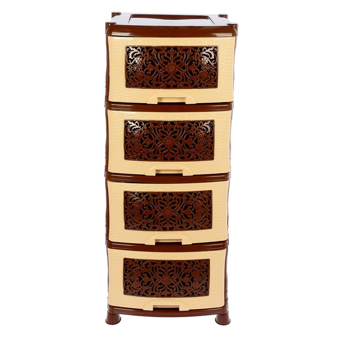 Комод 4 секции "Орнамент", цвет бежевый/коричневый