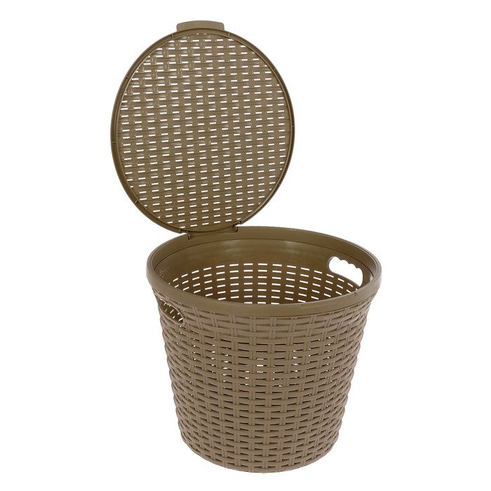 Корзина белья круглая с крышкой 20 л "Ротанг", цвет капучино
