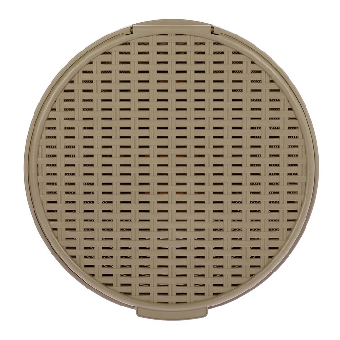 Корзина белья круглая с крышкой 20 л "Ротанг", цвет капучино