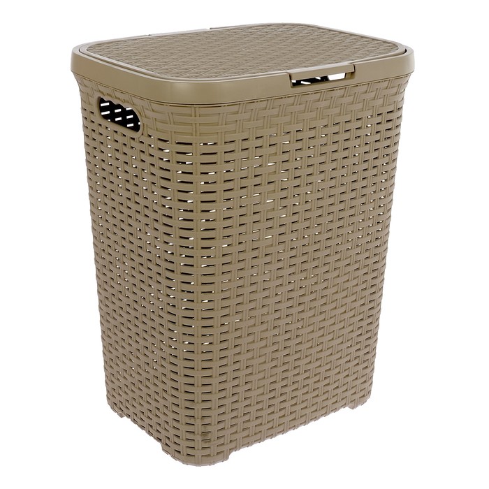 Корзина для белья 40 л с крышкой "Ротанг", цвет капучино