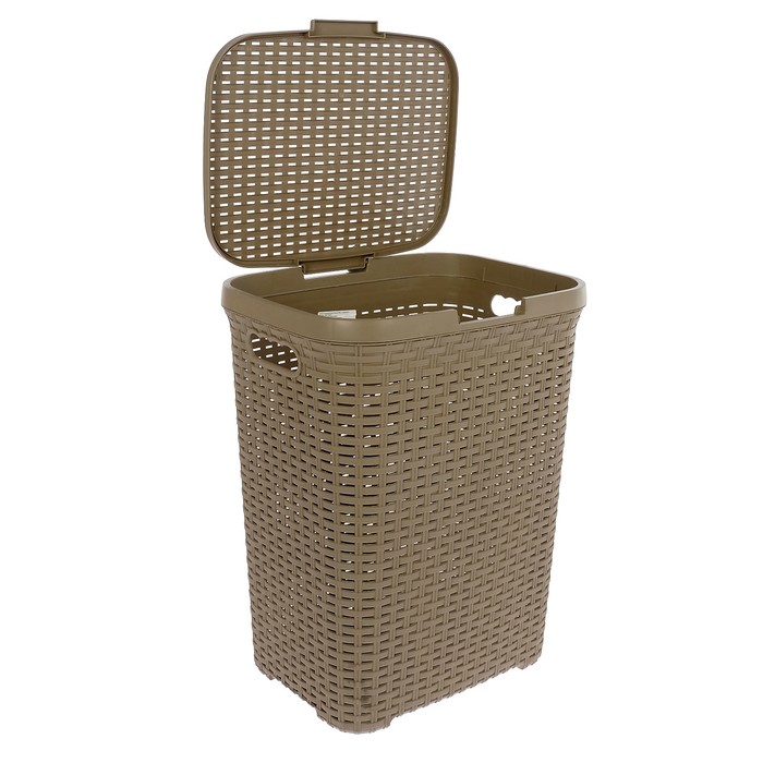 Корзина для белья 40 л с крышкой "Ротанг", цвет капучино