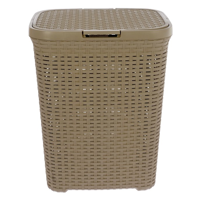 Корзина для белья 40 л с крышкой "Ротанг", цвет капучино