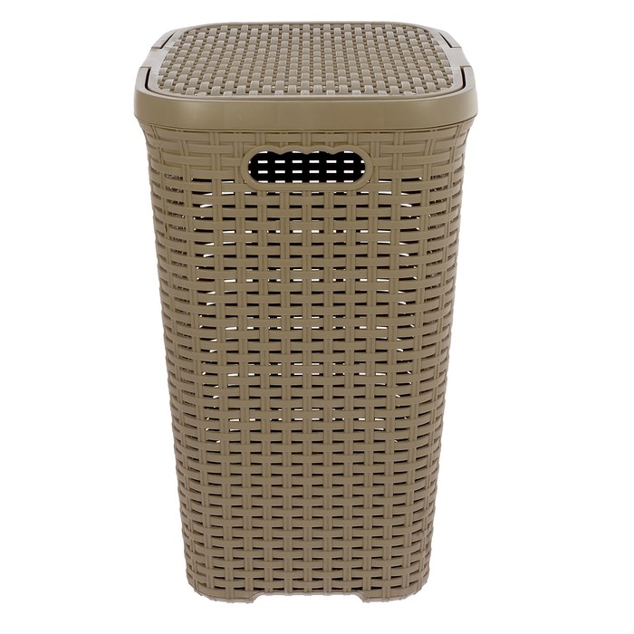 Корзина для белья 40 л с крышкой "Ротанг", цвет капучино