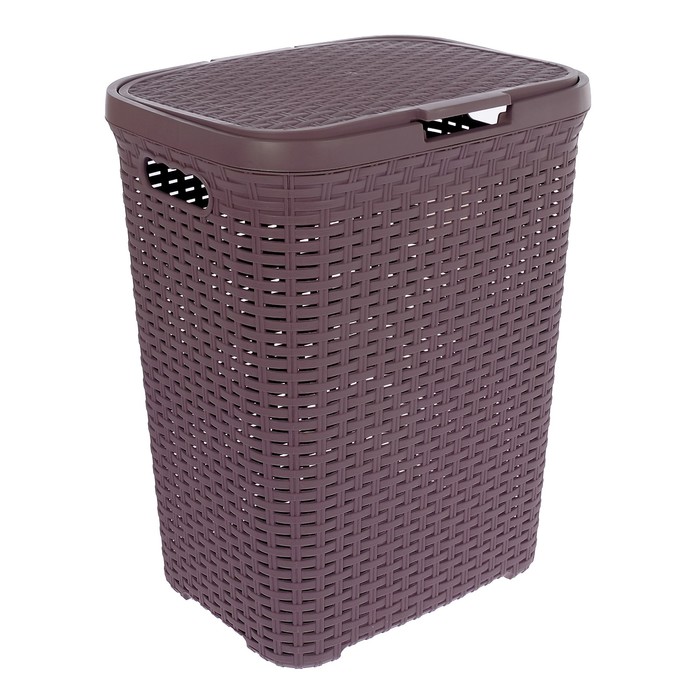 Корзина для белья 40 л с крышкой "Ротанг", цвет лиловый