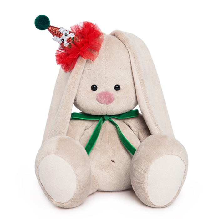 Мягкая игрушка "Зайка Ми" в колпачке с зелёным бантиком, 23 см